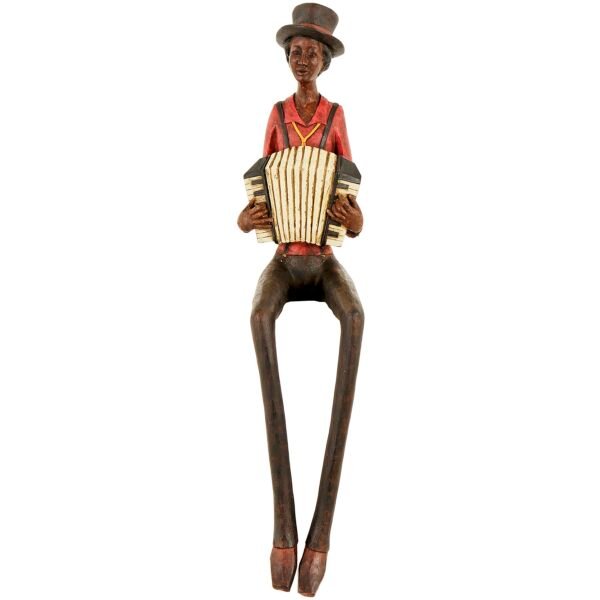 Imbue your space with jazz charm using the Sitting Jazz Band Squeeze Box figurine. With intricate details and vintage appeal