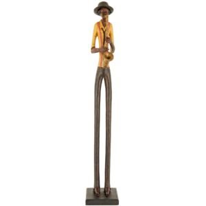 Bring the smooth sounds of jazz to your collection with this striking contemporary sculpture of a saxophonist in full swing. Standing at an impressive height