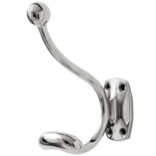 This sleek chrome coat hanger combines form and function in a striking modern design. Its minimalist single hook profile offers a contemporary twist on traditional coat hooks