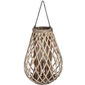 This is the Large Wicker Bulbous Lantern. Add natural texture to your home with our wicker lantern range. These beautifully woven wicker pieces have an earthy texture that can be used to instantly add a relaxed