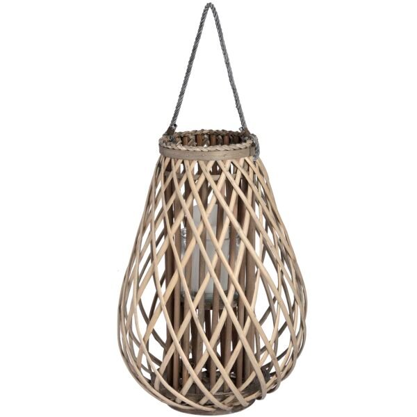 This is the Large Wicker Bulbous Lantern. Add natural texture to your home with our wicker lantern range. These beautifully woven wicker pieces have an earthy texture that can be used to instantly add a relaxed