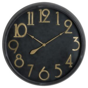 This is the Soho Black Large Clock with Brass colour detailing