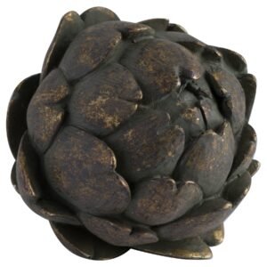 this bronze artichoke sculpture brings timeless botanical elegance to any interior space. Each delicately layered petal showcases a rich