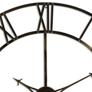 at 100cm across this piece will make a grand statement on many wall spaces. The skeleton clock style is hugely popular while the antique brass finish adds a vintage feel. Both functional and attractive this clock is a great addition to your timepiece collections. See 20433 for a smaller version.