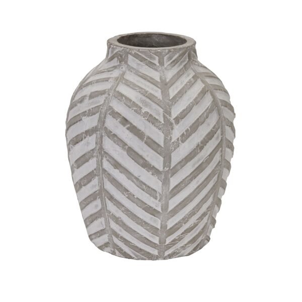 This is the Bloomville Stone Vase. A wonderfully earthy and neutral piece with an eye-catching geometric pattern that will  hold broad appeal. Timeless