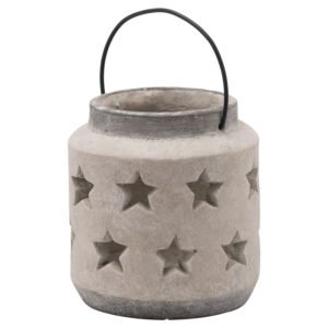 This is the Bloomville Stone Star Lantern Vase. A wonderfully earthy and neutral piece  that will  hold broad appeal. Timeless