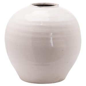 This is the Garda Glazed Regola Vase. A crackle glazed ceramic with wonderful character and a popular cream colourway that will set off any number of flower arrangements to perfection. This round vase is perfect for longer stemmed flowers and foliage