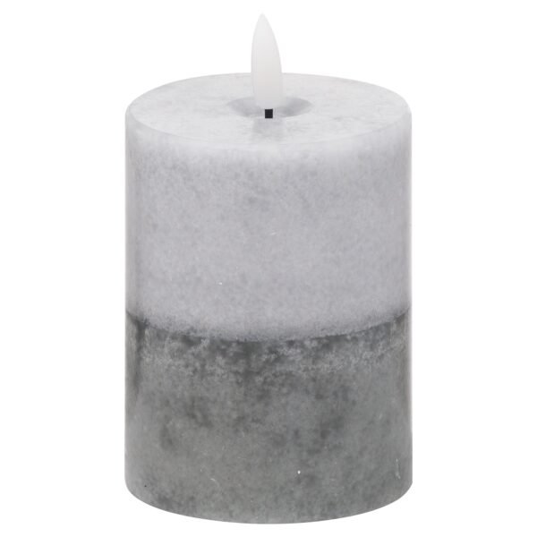 This 3 x 4 real wax battery operated pillar candle is perfect for decorating your home or adding the finishing flourish to a venue. The two tone stone finish to this candle will look fantastic in contemporary styled interiors. Candles are the simplest way to create a warm atmosphere. The amber LED flame flickers gently to imitate the effect of a real flame but without the messy wax