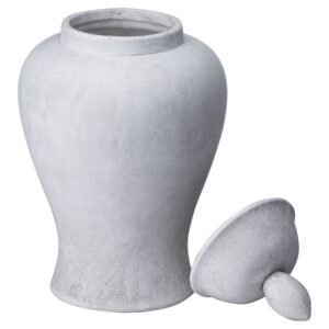 handcrafted ginger jar in a characterful stone finish is the perfect finishing touch for the home. Ginger jars are fantastic not only for small storage and ornamental value but the slim neck also enables the elegant display of a small number of faux stems. This jar would look elegant styled alone or fabulous displayed as a pair for maximum impact. Matching