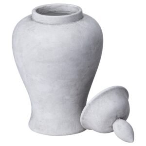 handcrafted ginger jar in a characterful stone finish is the perfect finishing touch for the home. Ginger jars are fantastic not only for small storage and ornamental value but the slim neck also enables the elegant display of a small number of faux stems. This jar would look elegant styled alone or fabulous displayed as a pair for maximum impact. Matching