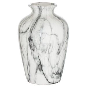 This is the Marble Chours Vase. This stylish vase boasts a completely unique hand-dipped marble finish to the ceramic that will wow in any space. The marble effect finish to this elegant vase allows you to layer extra texture into a space. Our collection of marble vases team beautifully with our faux flowers