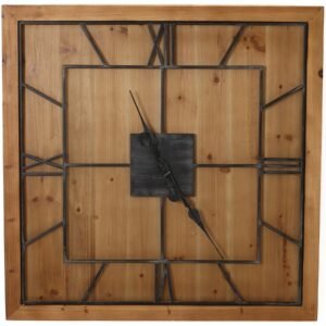 This is the Williston Square Wooden Wall Clock. An eye-catching square timepiece which will fit with a variety of decor schemes. The grey metal roman numerals and movement gains great stand-out against its wood surround. Supplied with hook for wall mounting already attached to the frame