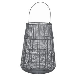 This is the Large Wire Silver And Grey Conical Lantern. A stunning lantern with a metallic interior which shows its hand crafted wire design off beautifully. A perfect addition to add atmosphere and warmth to interiors and perfectly inkeeping with the enduring trend for grey interiors. This lantern will look lovely alone or in combination with an array of others in the same finish. Add one of our real wax LED candles (sold separately) to finish the look.