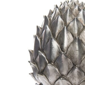 this sophisticated silver pinecone finial brings organic luxury to contemporary and traditional spaces alike. The intricate detailing captures the mesmerizing geometry of a real pinecone