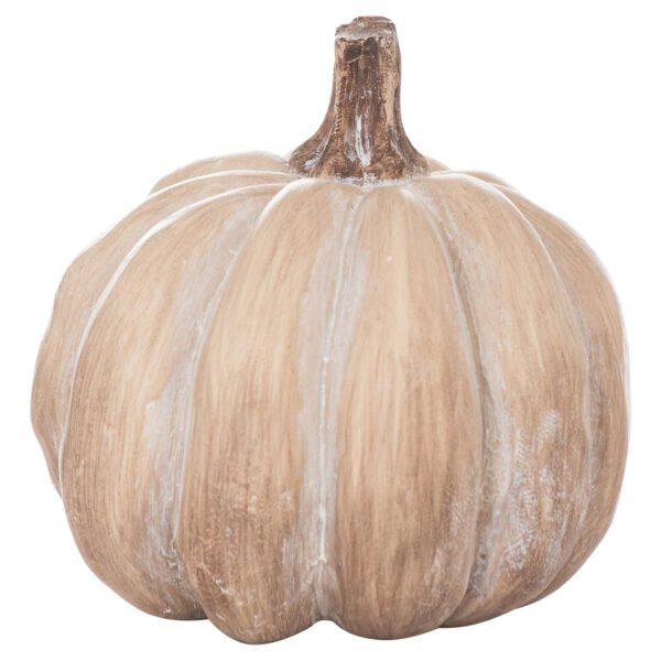 Enhance your seasonal retail collection with this set of six carved wood-effect pumpkins