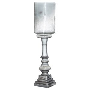 Exquisite craftsmanship meets timeless elegance in this Silver Smoked Midnight Glass Top Tall Candle Pillar Holder. The sophisticated smoke-tinted glass creates an alluring interplay of light and shadow