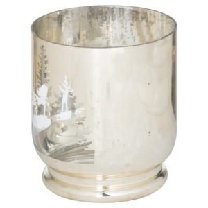 Illuminate any space with the Handcrafted Silver Forest Medium Candle Holder from The Noel Collection. Its intricate tree motif and shimmering silver finish create a captivating ambiance. Ideal for pairing with rustic or contemporary decor