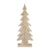 This is the Carved Wood Christmas Tree. It uses natural texture to deliver a rustic and inviting atmosphere for this Christmas. Two sizes available: display as a pair for an eye-pleasing staggered height display. Create an inviting atmosphere that welcomes you to sit by the crackling fire with this farmhouse inspired piece.