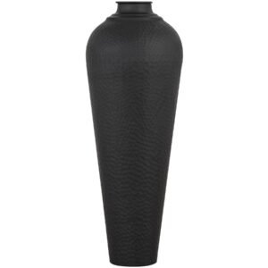 This is the Matt Black Medium Hammered Vase Without Lid. This handcrafted