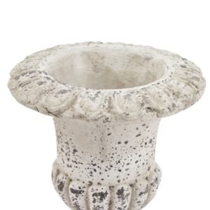 this stone-effect ceramic urn brings refined artistry to any space with its meticulously detailed fluting and graceful proportions. The neutral stone finish creates an air of permanence and authenticity