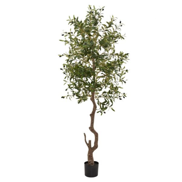 Immerse yourself in Mediterranean charm with this meticulously detailed faux olive tree