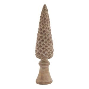 A meticulously sculpted pinecone ornament that infuses rustic allure into any display setting. This artistic interpretation captures the intricate spiral patterns and layered scales found in woodland treasures