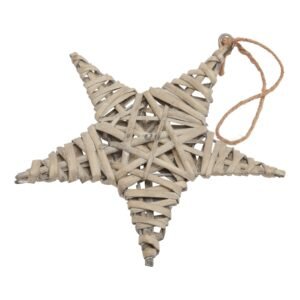 this enchanting star decoration radiates rustic charm and seasonal splendour. The intricate weaving technique creates a mesmerising pattern that catches light and shadow