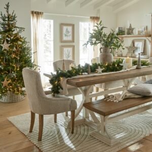 while the natural fibres offer an organic warmth that sets it apart from conventional glass ornaments. The textural depth of this piece makes it an excellent focal point for any Christmas display