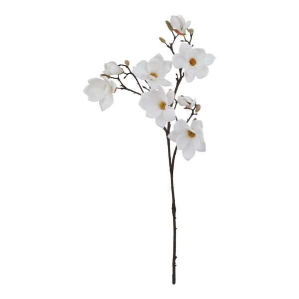 Bring the serene beauty of nature into your space with The Natural Garden Collection White Magnolia Stem. Meticulously crafted to capture the elegant simplicity of a freshly bloomed magnolia flower