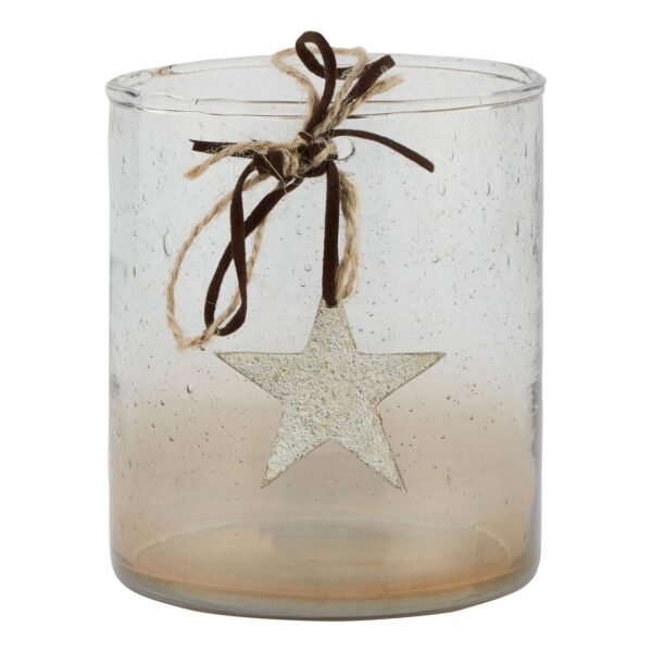 Bring a touch of enchantment to your inventory with our Coffee Ombre Collection Large Candle Holder Votive with Star. This exquisite piece marries rustic charm with contemporary elegance