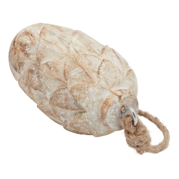 this meticulously detailed pine cone bauble showcases an antique white wash finish that bestows a frosty sheen to each delicate scale. The organic textures and earthy appeal make it an outstanding addition to any curated holiday collection. This exceptional ornament merges rustic charm with refined artistry