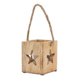 Add a celestial touch to your store with the Natural Wooden Small Star Tealight Candle Holder. Its intricate design offers rustic charm