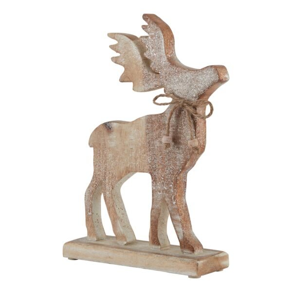 Discover the allure of our White Wash Wooden Sparkle Stag Decoration. This exquisite piece showcases a rustic white wash finish adorned with subtle sparkles