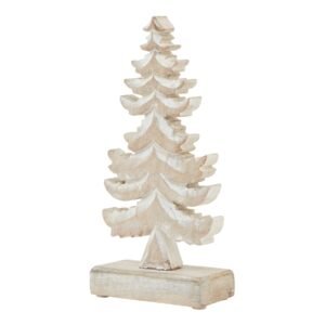 Add a touch of rustic charm to your offerings with our Wooden Tiered Tree Decoration. This exquisite white-wash piece