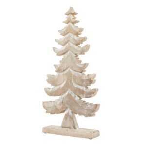 Add a touch of rustic charm to your offerings with our Wooden Large Tiered Tree Decoration. This exquisite white-wash piece