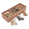 Infuse your seasonal display with rustic charm using these meticulously detailed wooden star ornaments. Each 5cm star exhibits a subtle texture and natural wood finish that radiates warmth throughout any festive setting. The generous pack of 90 pieces enables limitless creative possibilities - from minimalist single accents to dramatic clustered arrangements that add depth and visual interest to merchandising displays. The lightweight construction and reliable hanging loops ensure quick and effortless installation