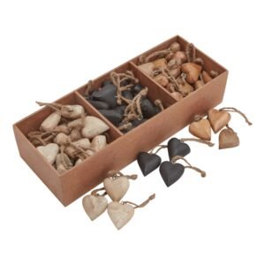 Introducing a delightful Pack of 90 Wooden Heart Hanging Decorations -. Crafted from high-quality wood