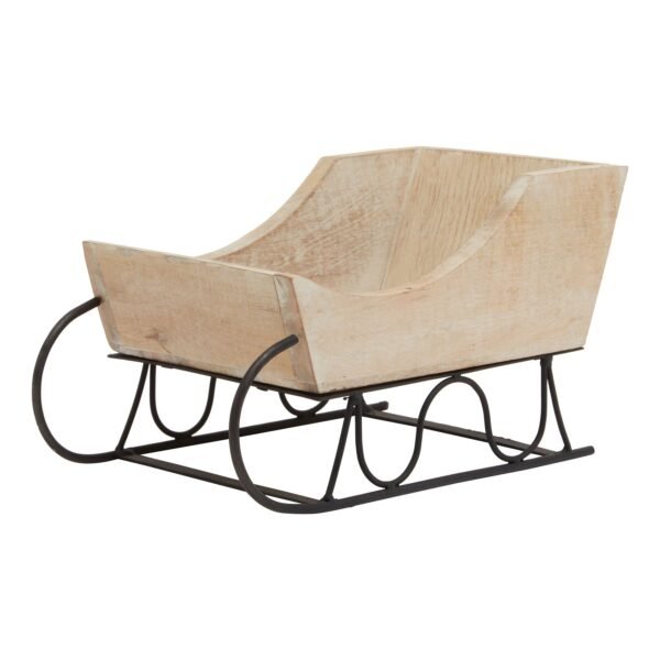 Transform your retail space with the enchanting White Wash Wooden Decorative Sleigh. Featuring intricate woodwork and a charming distressed finish