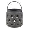 The grey lattice lantern showcases intricate geometric patterns that cast mesmerizing shadows when lit