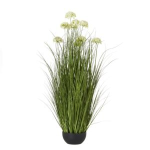 Bring the timeless elegance of nature indoors with our exquisite faux White Allium plant. This stunning artificial arrangement captures the ethereal beauty of Allium schubertii