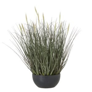 Bring the beauty of nature indoors with our exquisite faux Fountain Grass (Pennisetum alopecuroides) arrangement. This lifelike replica captures the graceful