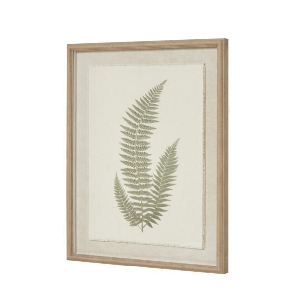 the delicate sage-green fronds create a sophisticated focal point that resonates with both traditional and contemporary interiors. The ornate beaded frame in warm champagne tones adds refined elegance