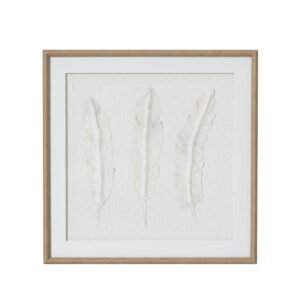 The Solli White Feathers artwork brings sophisticated minimalism to any space with its delicate feather impressions set against a pristine white background. The textural