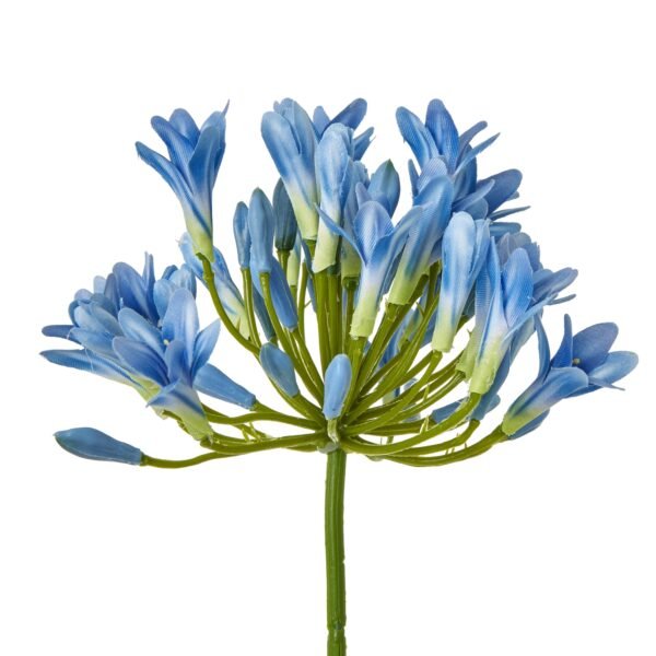 a stunning faux floral that will effortlessly grace any space. This botanically accurate representation boasts vibrant blue petals that radiate a serene