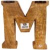 Hand Carved Wooden Geometric Letter M