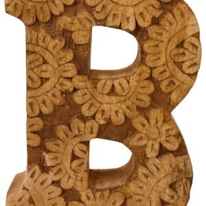 Hand Carved Wooden Flower Single Letters