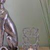 Small Silver Metal Abstract Design Candle Holder