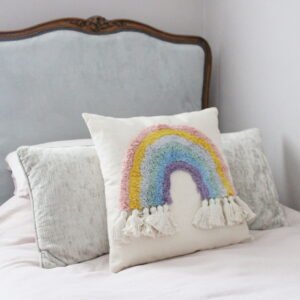 Rainbow Tassel Square Scatter Cushion