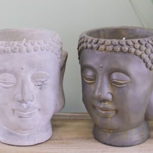 Set of 2 Large Cement Buddha Design Candles