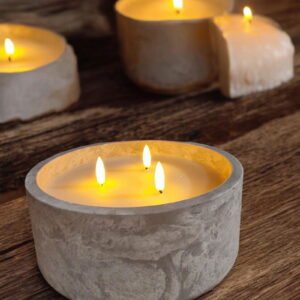 Led Cement Circular Candlepot 20x8cm